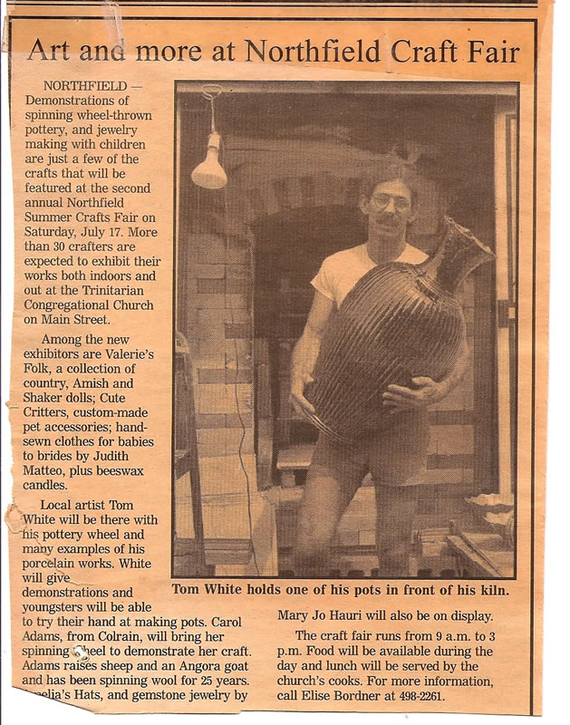 1980 - Northfield Craft Fair Article w/ photo of Tom White